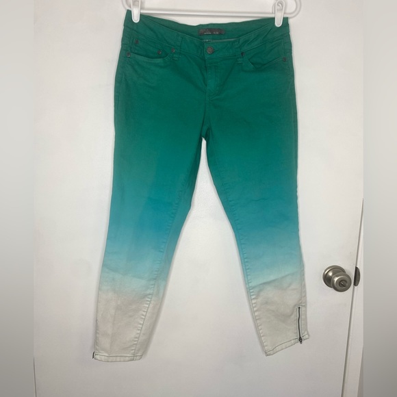 Prana Denim - Prana Green Ombré Jeans w/ Ankle Zipper, Size 8